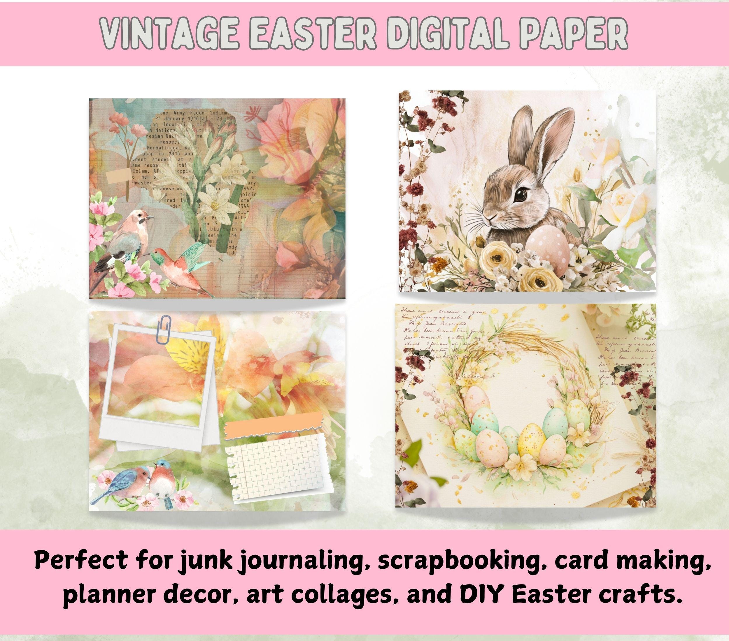 Vintage Easter Bunny Junk Journal Kit Spring Floral Journal Page Shabby ...