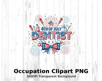 4th of July Dentist Digital Art, Patriotic Tooth PNG, Independence Day Dental Download, USA Holiday Graphics, Dentist Clipart 300DPI