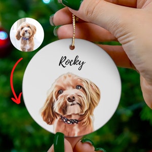 Custom Pet Ornament, Personalized Dog Ornament, Puppy Ornament, Dog Photo Gift, Pet Lover Gift, Dog Memorial Gift, Pet Portrait Ornament