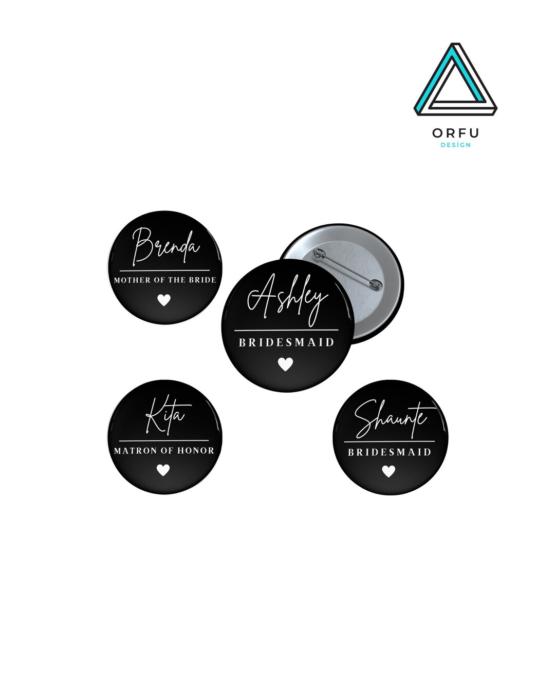 Bridal Party Pins, Bachelorette Buttons,personalized Wedding Party Name