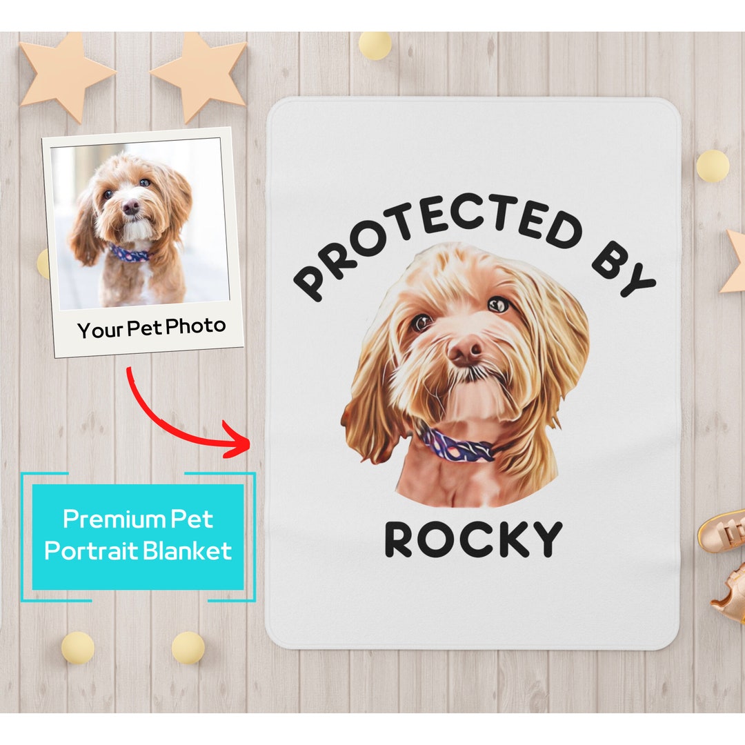 Personalized Baby Blanket With Dog Portrait, Baby Shower Gift