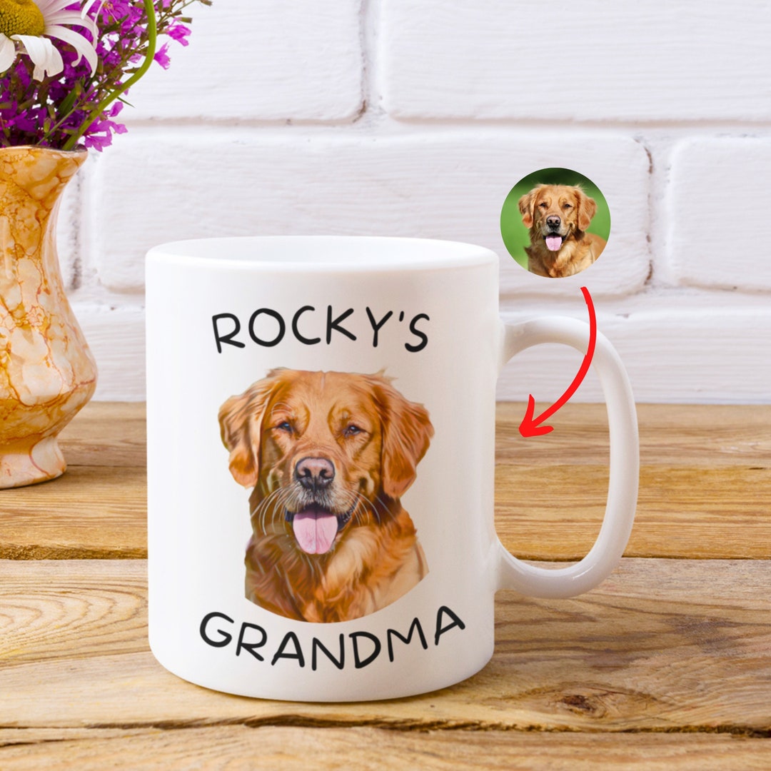 Dog Grandma Gift, Custom Dog Grandma Mug, Pog Portrait Grandma Mug