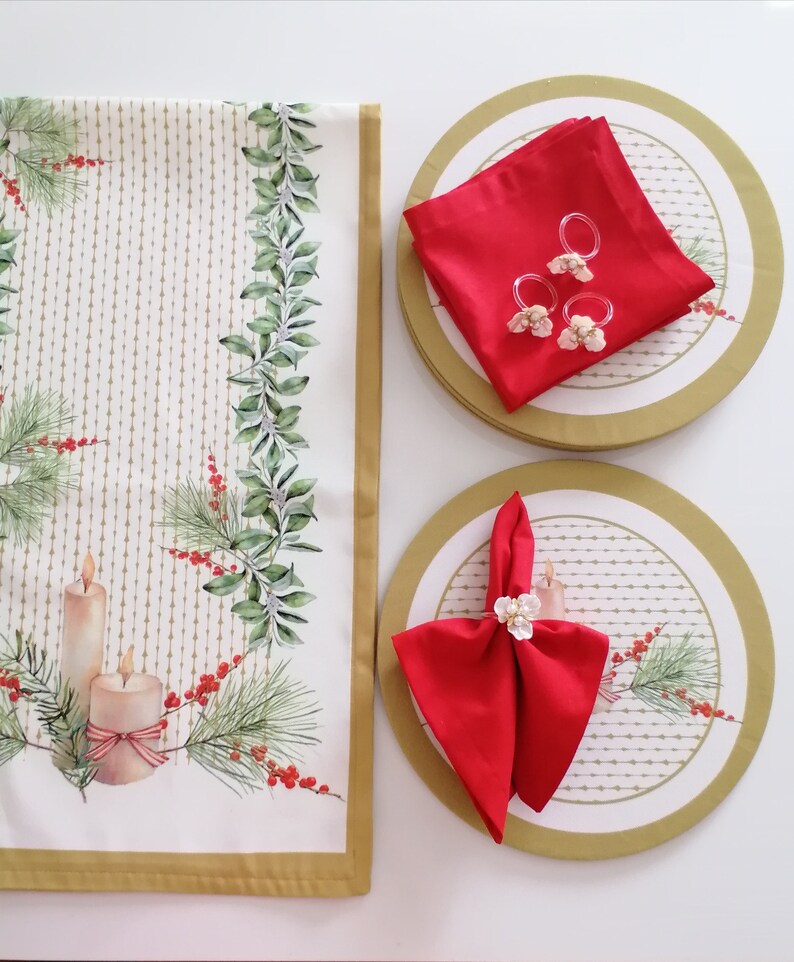 Christmas Table Placemattable Runners Set Placemat Candle Etsy