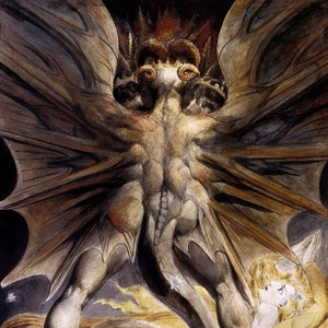 William Blake: The Great Red Dragon and The Woman Giclee Art Print On CANVAS! 11&quot;x17&quot;!