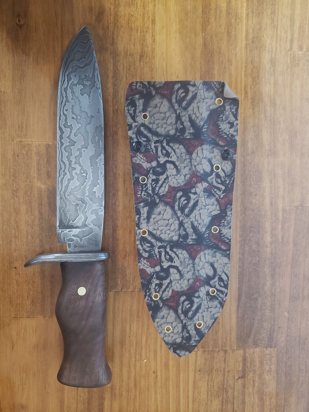 8in Damascus Bowie Camp Knife Etsy