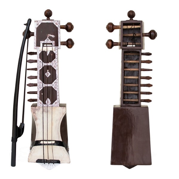 Sarangi | Professional Jogia Sarangi | Bow & Rosin | 3 Gut String, 1 Main Steel String and 7 sympathetic Strings | Dried Tun Wood