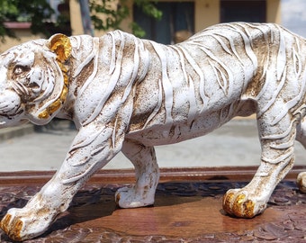 King of Beasts - Feng Shui Tiger Table Accent / Polyresin /  Resin Tiger Statue Walking Tiger Antique and Home Décor