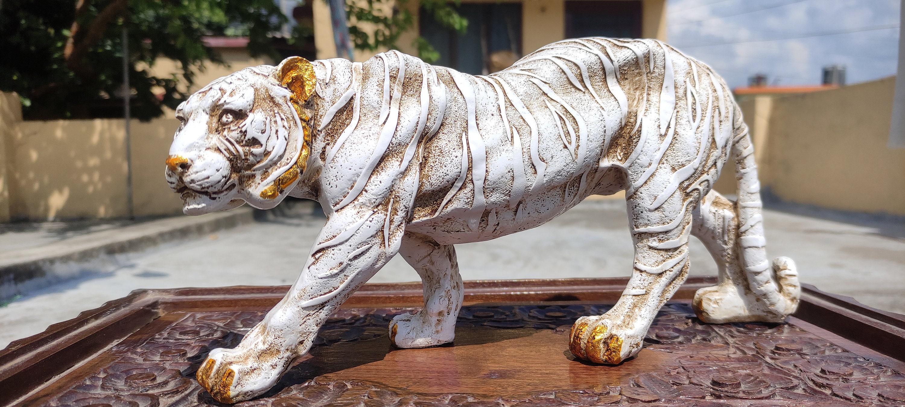 Crouching Bengal Tiger Life Size Statue 