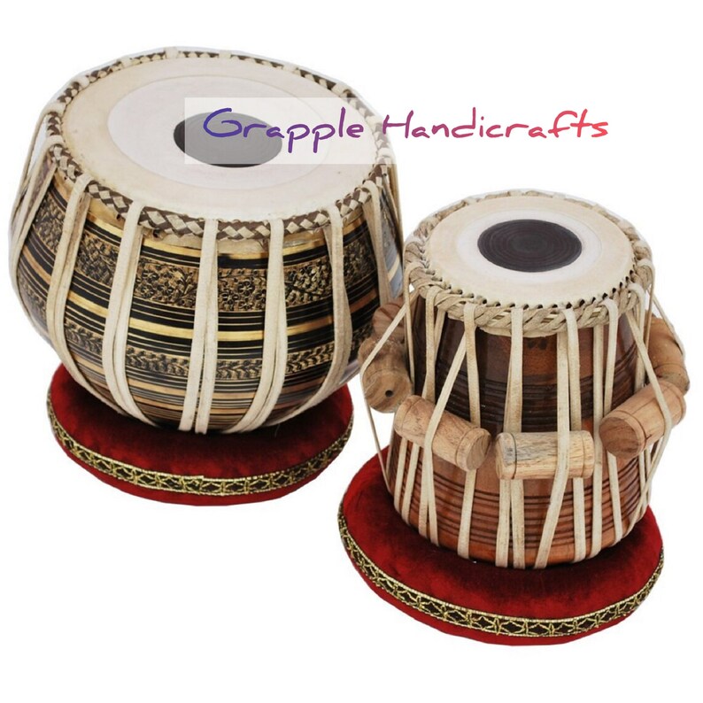 Black Brass Tabla Set Bayan and Dayan With Book Hammer Etsy