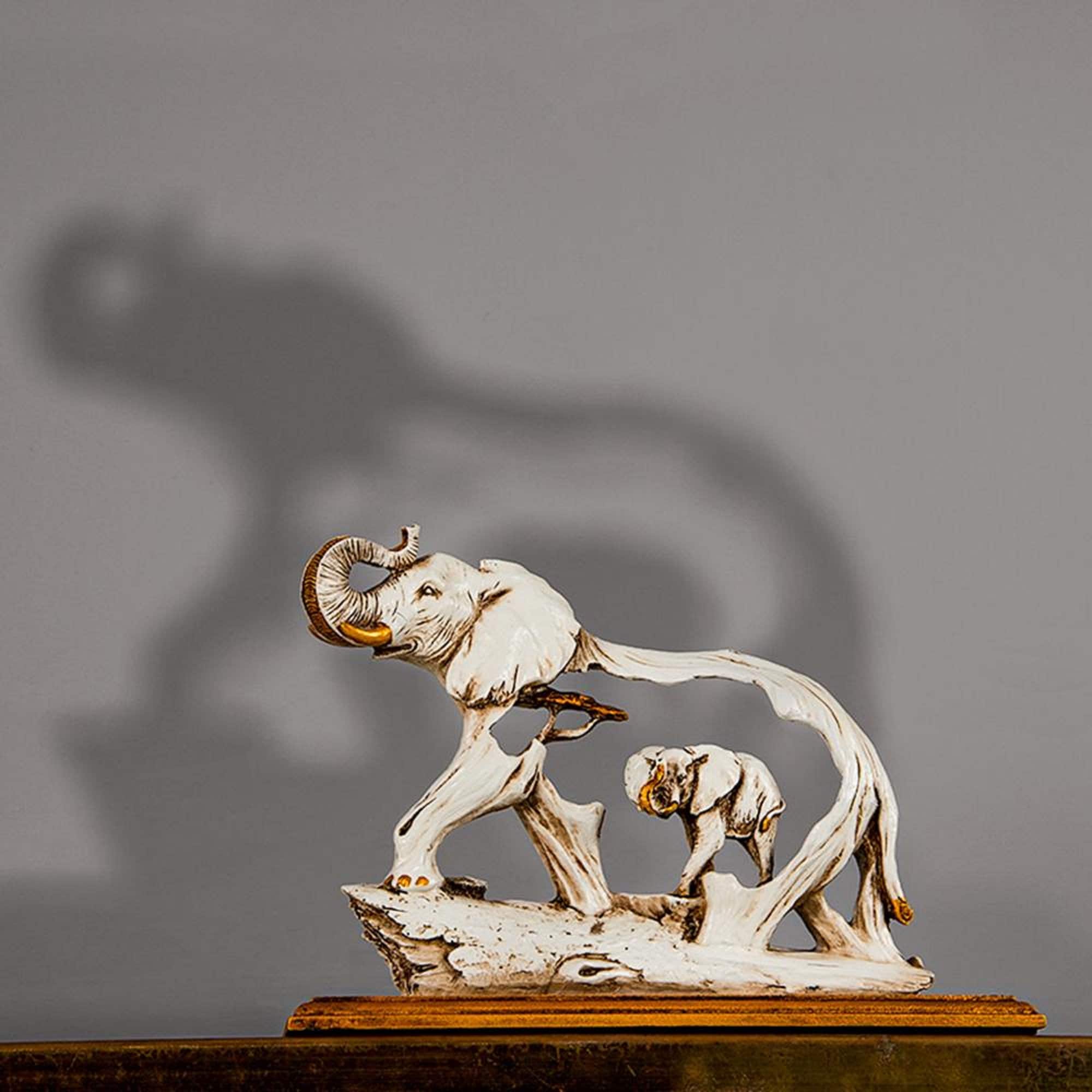 Feng Shui Golden Elephant Showpiece with Wooden Base, Elephant Statue for gift, Good Luck Gift, Father's Day gift