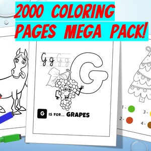 2000 Coloring Pages | Coloring Pages for Kids | Coloring Pages Mega Pack | Wonderful Coloring Sheets | Printable Coloring Pages for Kids