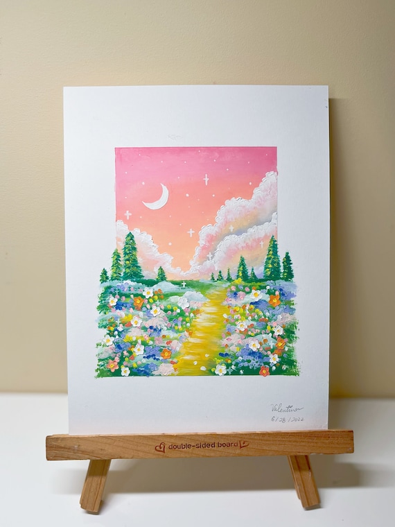 花　アクリルオイルパステル画　サイズF4 インテリアアート F4オイルパステル画「山茶花」 | 絵楽人（辻匠）