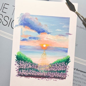 手描きソフトオイルパステル画 - 花、雲、ホームデコレーション