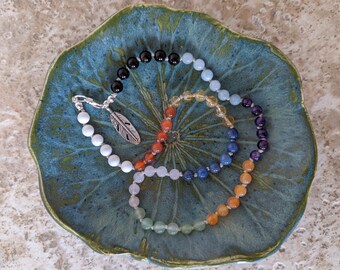 Color block gemstone hand-knotted necklace