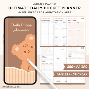 Undated Digital Phone Pocket Planner Hyperlinks Mobile Planner Hyperlinked Phone Planner Calendar Iphone Goodnotes Android Iphone Notability