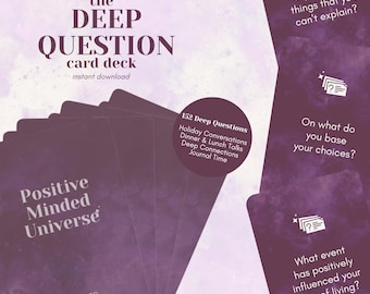 Conversation Starter Cards | 152 Deep Questions for Self Reflection & Connection | Printable Card Deck | Gift | Icebreaker