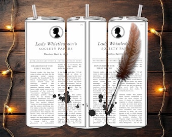 Papelería Lady Whistledown's Society, Bridgerton, vaso de 20 oz.
