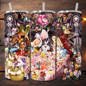 Alice In Wonderland Tumbler 20oz, Skinny Tumbler, Sublimation