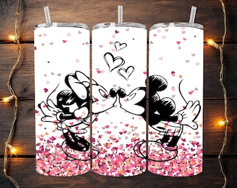 Valentinstag Becher, Micky und Minnie Maus küssend, dünner Valentinstag Becher