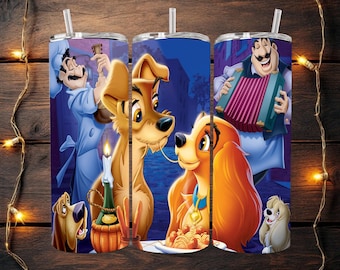 Lady and The Tramp Tumbler, Sublimation Tumbler, Disney Movie Tumbler
