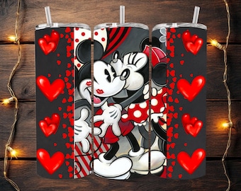 Valentinstag Becher, Mickey und Minnie Mouse Liebe, Valentinstag Skinny Tumbler