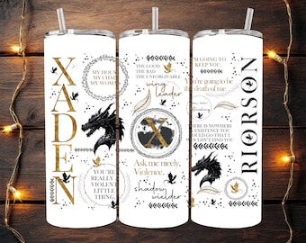 Xaden Riorson 20oz. Sublimated Tumbler, Fourth Wing, Basgiath Violet Sorrengail Iron Flame