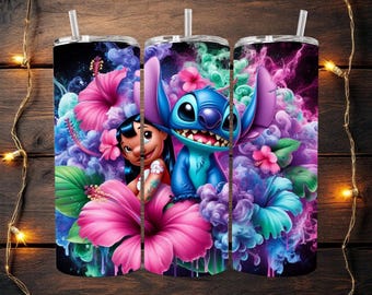 Vaso sublimado tropical de 20 oz de Lilo y Stitch