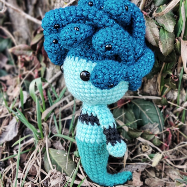 Cute little Medusa - amigurumi crochet soft sculpture mythical doll