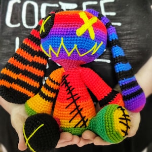 Rainbow Voodoo Bunny| Creepy Cute Stuffed Amigurumi crochet