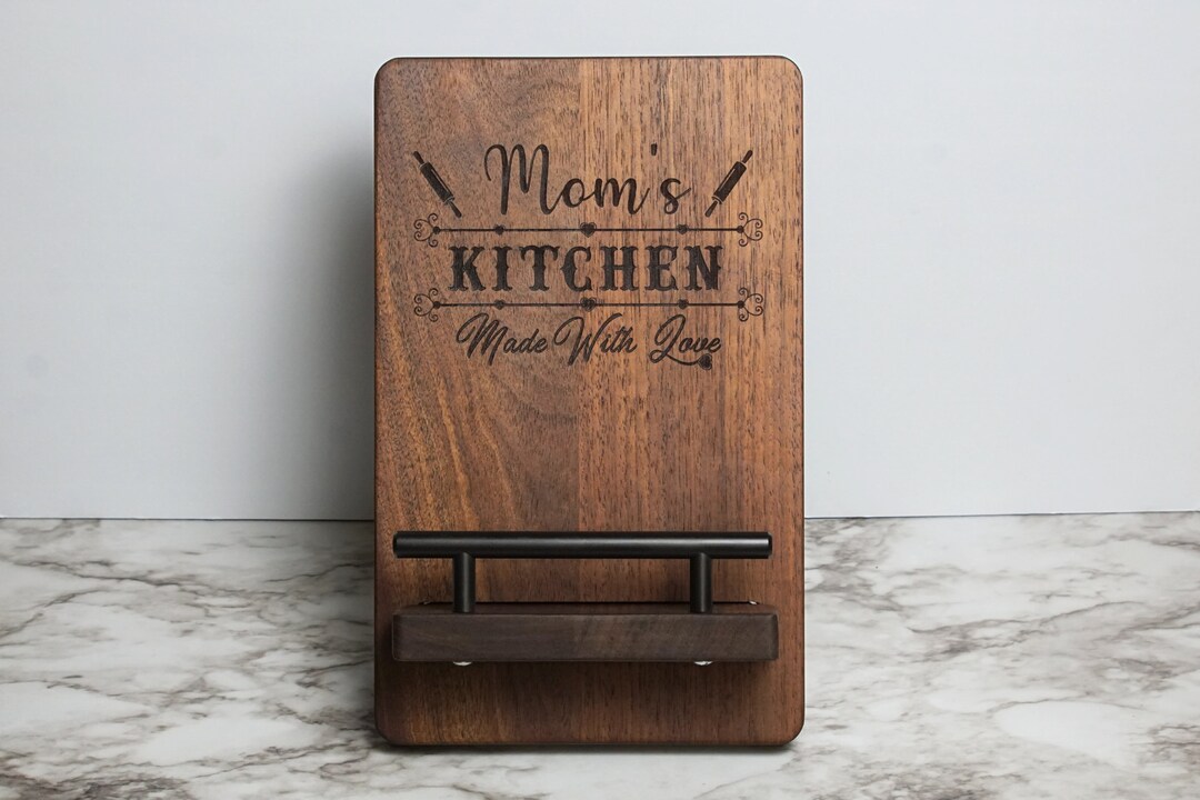 Personalized Cookbook Stand, iPad Kitchen Stand, Cook Book Holder, Wood