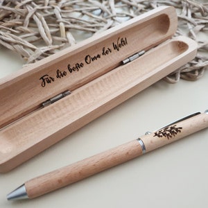 Sorpresa sostenibile e amorevole per la cara nonna | Penna a sfera in legno con custodia | Idea regalo per la nonna
