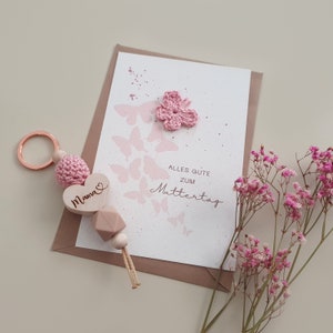 Das perfekte Muttertagsgeschenk - Muttertagskarte und Schlüsselanhänger Schmetterling, Geschenk für Mama, Muttertag, Muttertag Geschenk