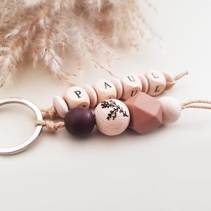 Keychain | personalized | branches | Keychain Mom | Bag charm | Key Chain | Silicone | wood | Surname