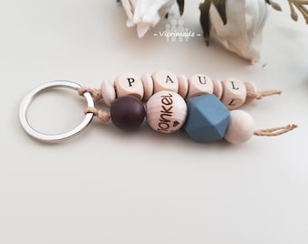 Godfather with heart keychain personalized | different colors | Keychain silicone wood | Gift godfather