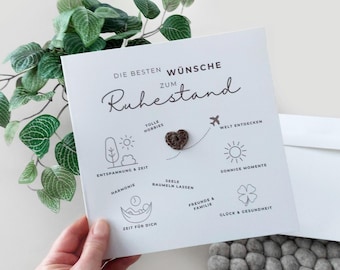 Große Klappkarte zum Ruhestand 20x20 - Geschenk für den Renteneintritt, Karte Rente, Ruhestand Karte, Glückwunschkarte zum Ruhestand, Rente
