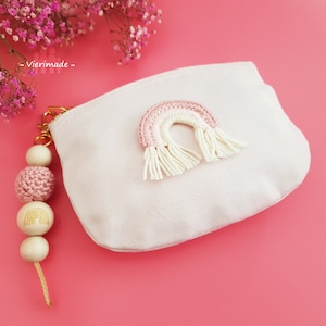 Borsa con ciondolo | 14,5x11 | rosa | rosa antico| Arcobaleno | Borsa per cosmetici | Borsa da toilette | Borsa per il trucco | piccolo | biologico | Cotone