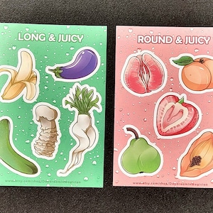 Feuille d'autocollants longs / ronds et juteux | Autocollants | Légumes | Des fruits
