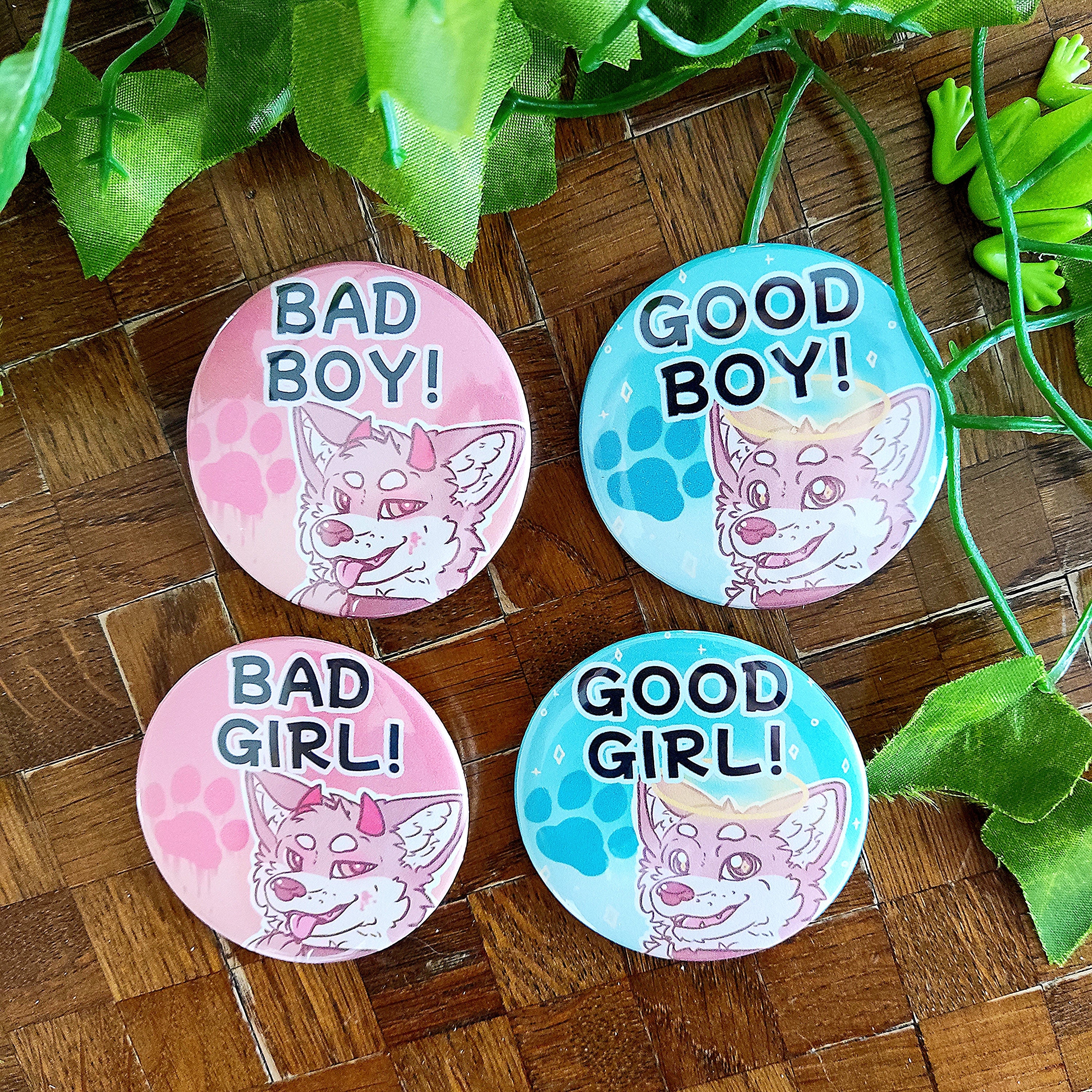 Bad / Good Boy / Girl Button | Buttons | Fluff | UWU | Wolf / Dog ...