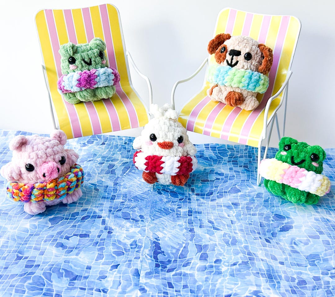 Mini Animal Crochet Plushie With Pool Floatie - Etsy