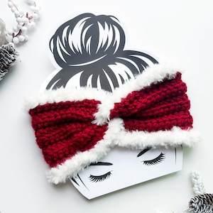Faux Fur Trim Crochet Ear-Warmer/Headband, Teen/Adult Size