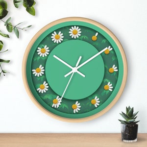 Daisy Flower Clock Green Plant Wall Clocks Home Decor - Etsy