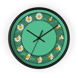 Daisy Flower Clock Green Plant Wall Clocks Home Decor - Etsy