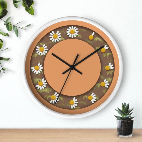 Daisy Flower Clock - Cream, Plant Wall Clocks, Home Decor Gifts