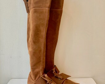 Authentic, iconic, vintage Yves Saint Laurent Rive Gauche long boho suede flat boots