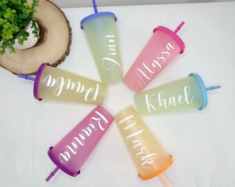 Personalized Color Changing Cups/ 24 oz Reusable Color Changing Cups/Tumblers, Cold Cups, Customized Tumblers
