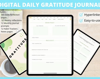 Diario quotidiano della gratitudine, Diario di controllo giornaliero, Diario digitale di 5 minuti, Diario digitale, Pianificatore di cura di sé