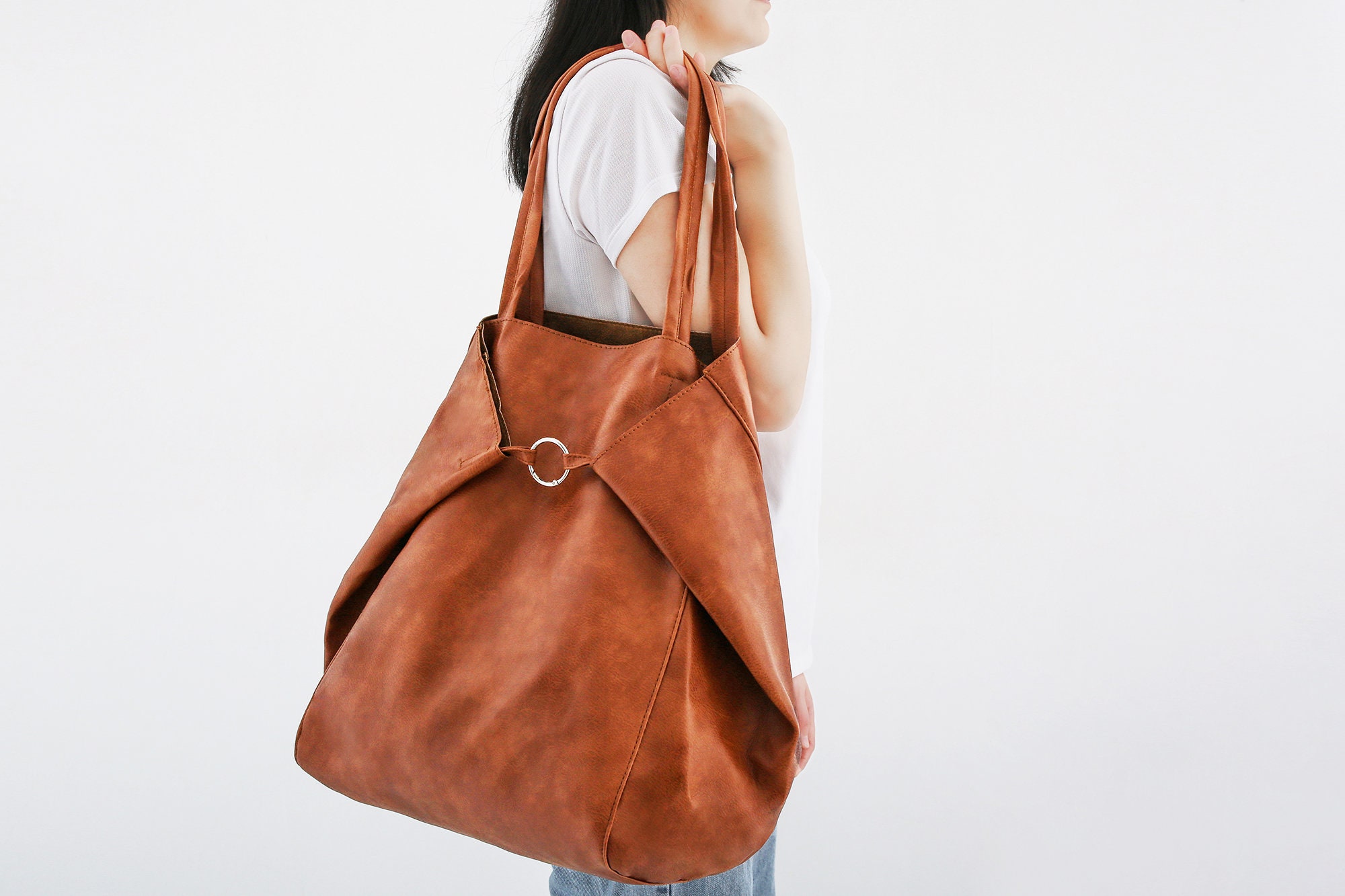 Bolso grande de cuero para mujeres bolso de hombro de cuero Etsy