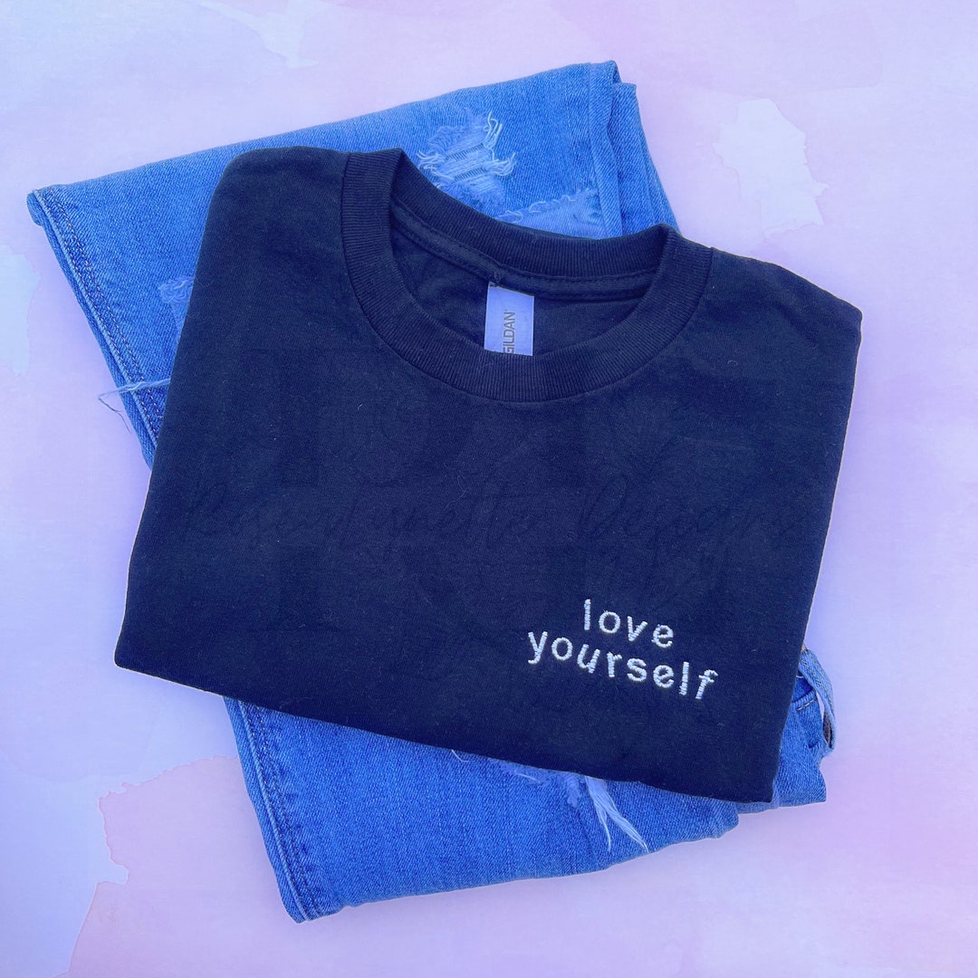 Love Yourself Baggy fit drop shoulder black T-shirt