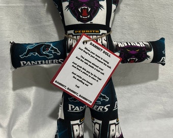NRL Rugby League Footy Dammit Dolls funny, gag novelty gift. Panthers, Sharks, Cowboys, Roosters, Manly. All 17 teams