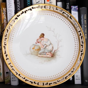 1pc - antique Minton pierced cabinet plate hand painted Ancient Greece lady signed by previous Sèvres artist A.Boullemier c.1856s